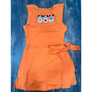 Women's Disney Orange White Halloween Ghost Mini Dress S